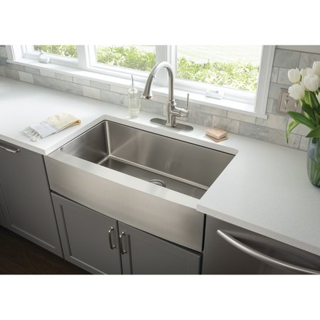 Hardware Resources 35-7/8" Lx20-3/4" Wx10" D Farmhouse/Apron Front 16 Gauge Stainless Steel Single Bowl Sink HA200